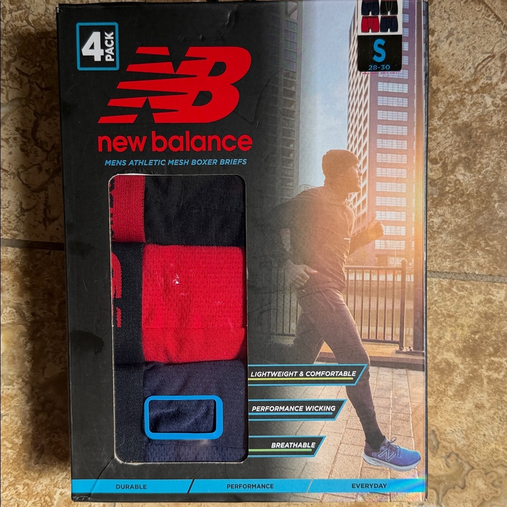 NWT New Balance Men’s Boxer Briefs 4-Pack – Size Small 6" Inseam Performance Fit - Picture 1 of 4